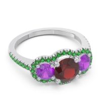 Halo Three Stone Attika Ring