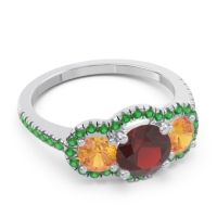 Halo Three Stone Attika Ring