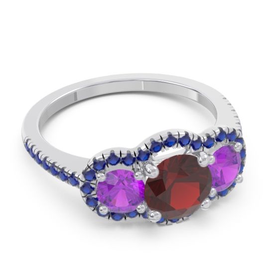 Halo Three Stone Attika Ring