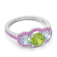 Halo Three Stone Attika Ring