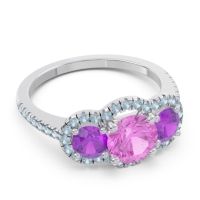 Halo Three Stone Attika Ring