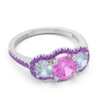 Halo Three Stone Attika Ring