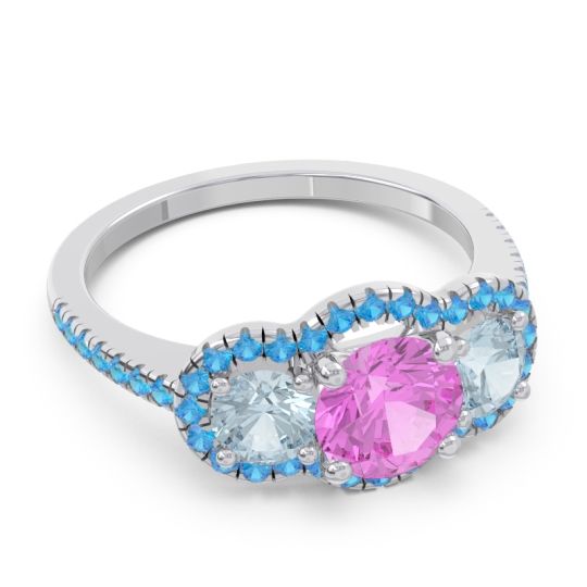 Halo Three Stone Attika Ring