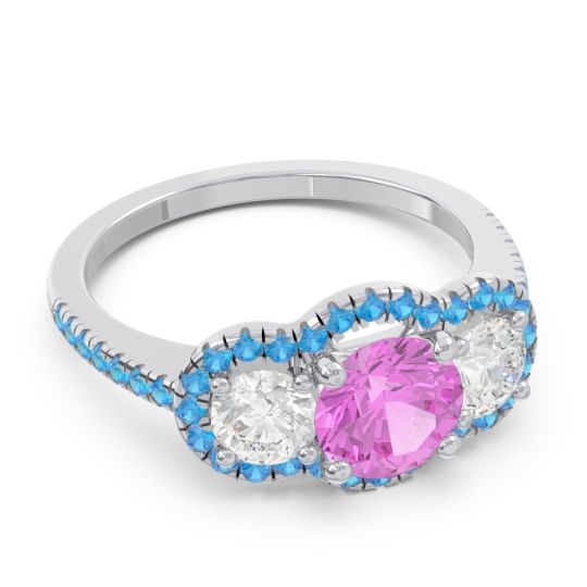 Halo Three Stone Attika Ring