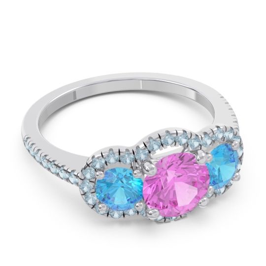 Halo Three Stone Attika Ring