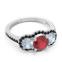 Halo Three Stone Attika Ring