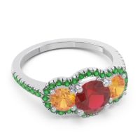 Halo Three Stone Attika Ring