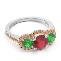 Halo Three Stone Attika Ring