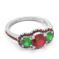 Halo Three Stone Attika Ring