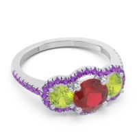 Halo Three Stone Attika Ring