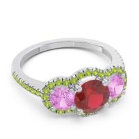 Halo Three Stone Attika Ring