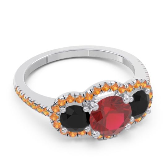 Halo Three Stone Attika Ring