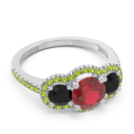 Halo Three Stone Attika Ring
