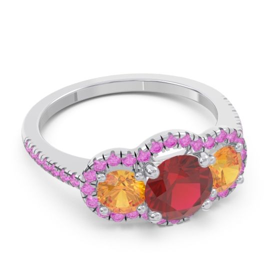 Halo Three Stone Attika Ring