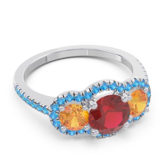 Halo Three Stone Attika Ring