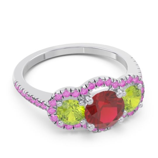 Halo Three Stone Attika Ring