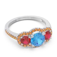 Halo Three Stone Attika Ring