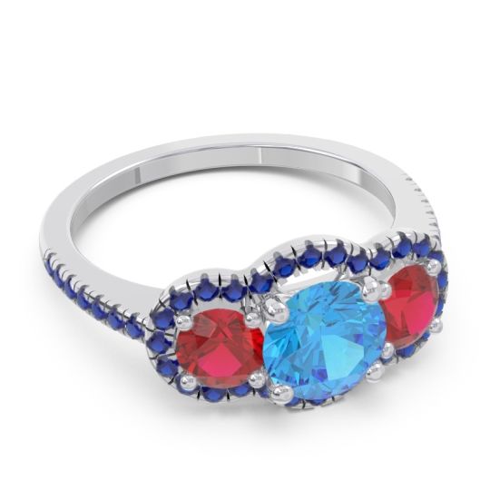 Halo Three Stone Attika Ring