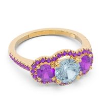 Halo Three Stone Attika Ring