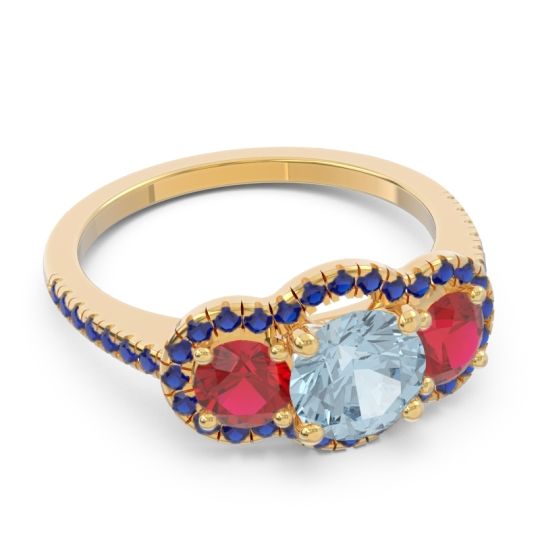 Halo Three Stone Attika Ring