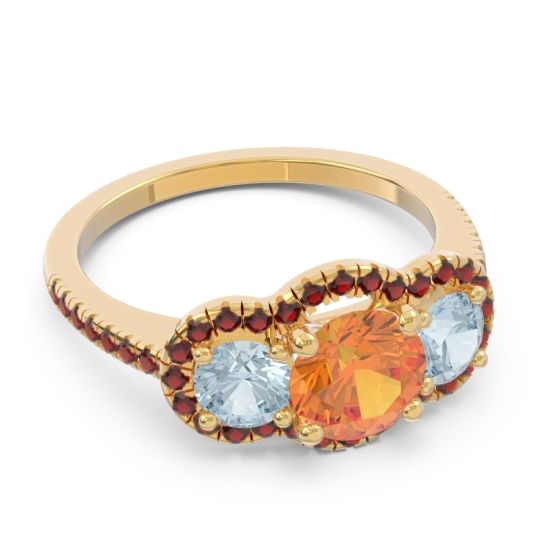 Halo Three Stone Attika Ring