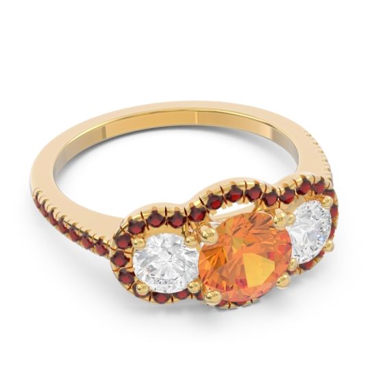 Halo Three Stone Attika Ring