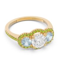 Halo Three Stone Attika Ring