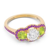 Halo Three Stone Attika Ring