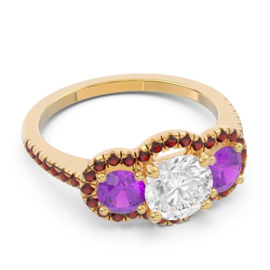 Halo Three Stone Attika Ring