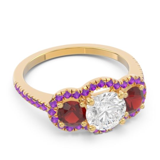 Halo Three Stone Attika Ring