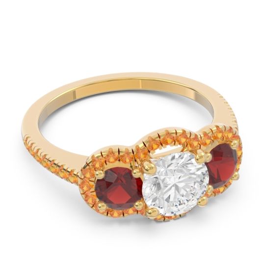 Halo Three Stone Attika Ring