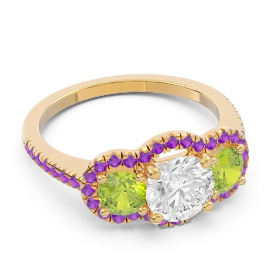 Halo Three Stone Attika Ring