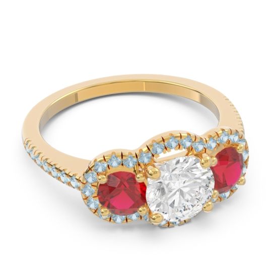 Halo Three Stone Attika Ring