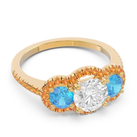 Halo Three Stone Attika Ring