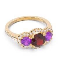 Halo Three Stone Attika Ring