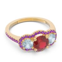 Halo Three Stone Attika Ring