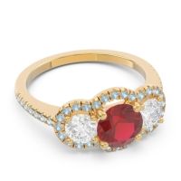 Halo Three Stone Attika Ring