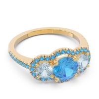 Halo Three Stone Attika Ring