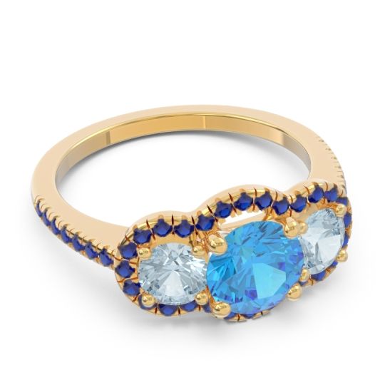 Halo Three Stone Attika Ring