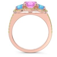 Halo Three Stone Attika Ring