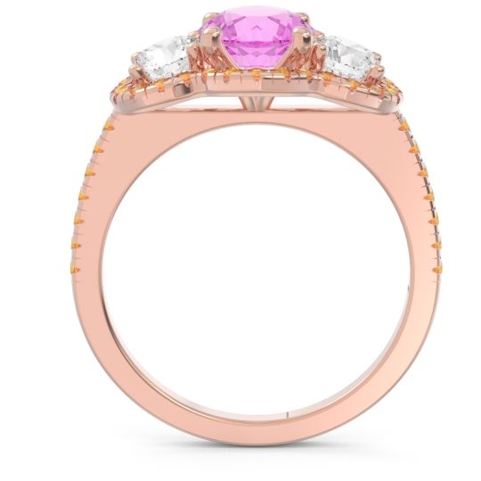 Halo Three Stone Attika Ring