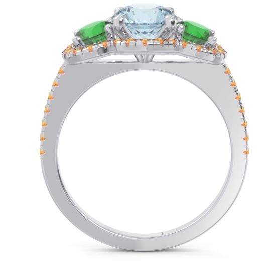 Halo Three Stone Attika Ring