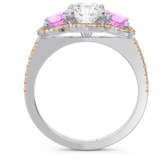Halo Three Stone Attika Ring