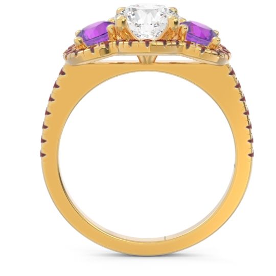 Halo Three Stone Attika Ring