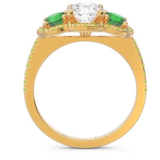 Halo Three Stone Attika Ring