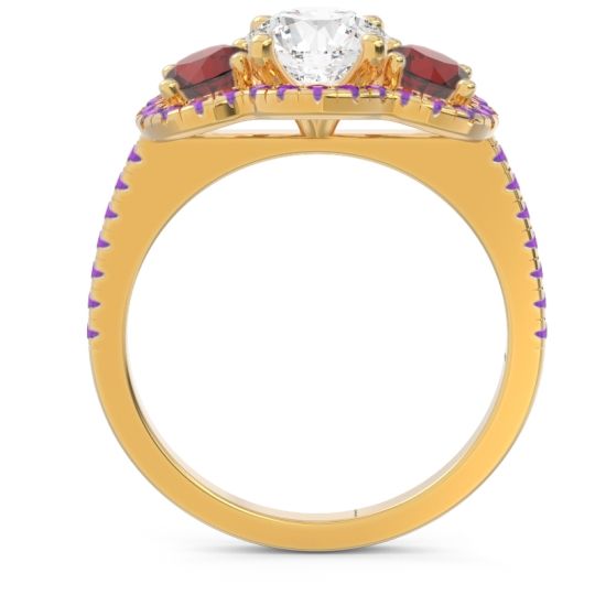 Halo Three Stone Attika Ring