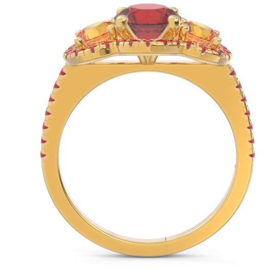 Halo Three Stone Attika Ring