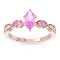 Pink Tourmaline Engagement Ring In 18K Rose Gold With Diamond - Relayana Marquise Modern Ring
