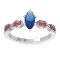 Blue Sapphire Ring In Palladium With Ruby And Garnet Relayana Marquise Modern Ring