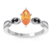 Citrine Ring In Palladium With Black Onyx And Lab Diamond Relayana Marquise Modern Ring